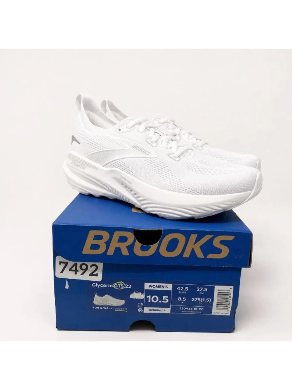 Brooks Glycerin GTS 22 Supportive Women 10.5 White GuideRail Road Running Shoes